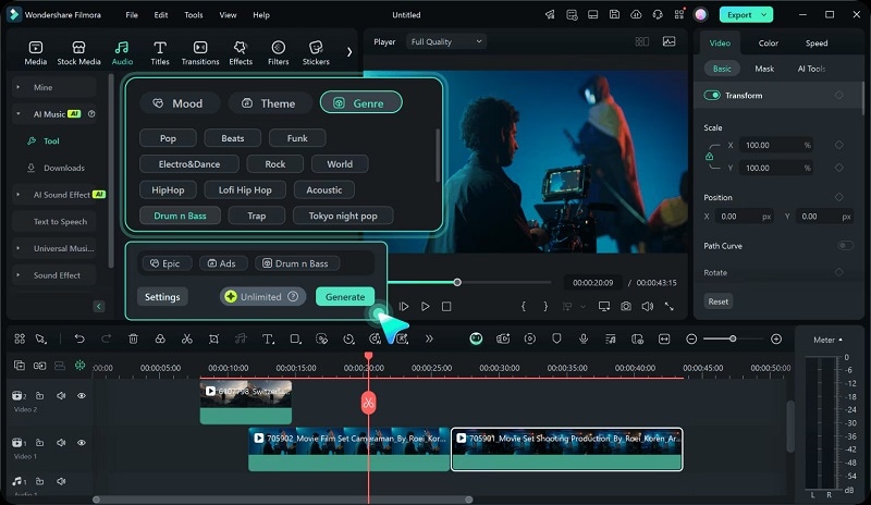 generate music for car dealer video