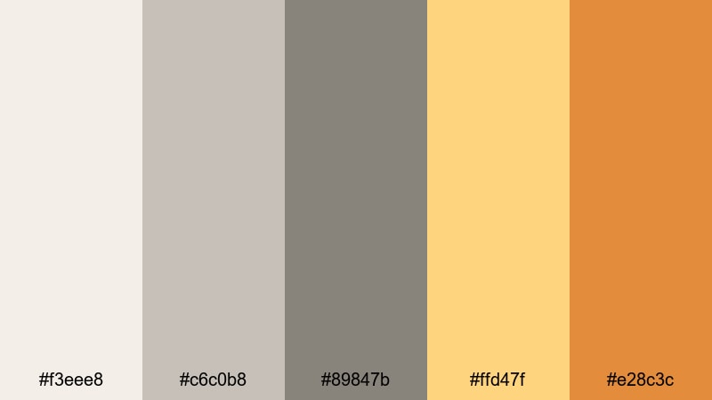 autumn alley light yellow gray color palette with hex codes