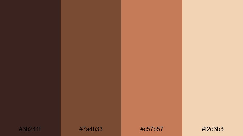 autumn cacao breeze chocolate brown color palette with hex codes