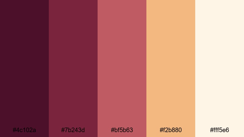 autumn chateau glow burgundy plum color palette with hex codes