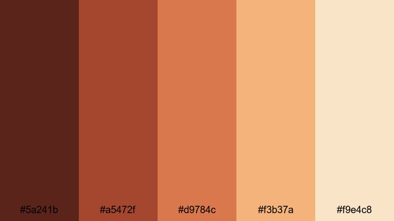 autumn cinema glow brown red color palette with hex codes