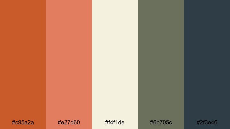 autumn cinema glow burnt orange color palette with hex codes