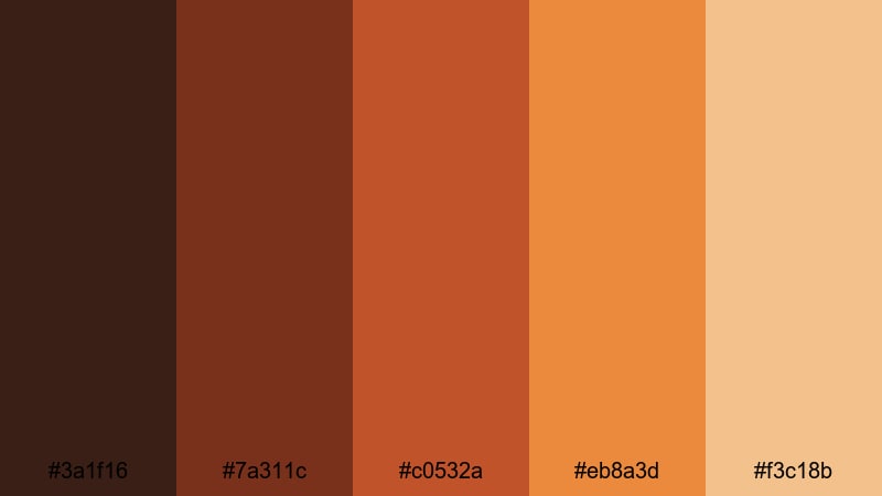 autumn coffee glow brown red orange color palette with hex codes