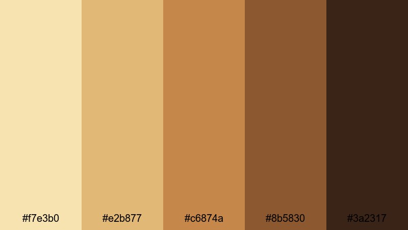 autumn coffee vibes yellow brown color palette with hex codes