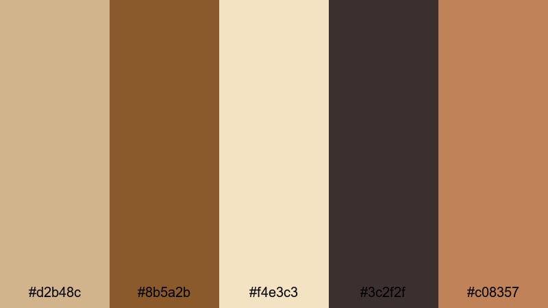 autumn coffeehouse glow tan brown color palette with hex codes