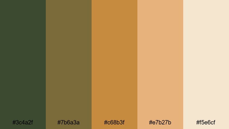 autumn grove picnic woodland color palette with hex codes