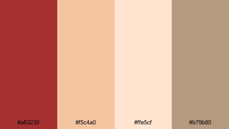 autumn hearth cream red cream color palette with hex codes