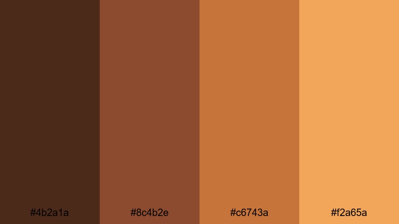 autumn hearth ember brown copper color palette with hex codes