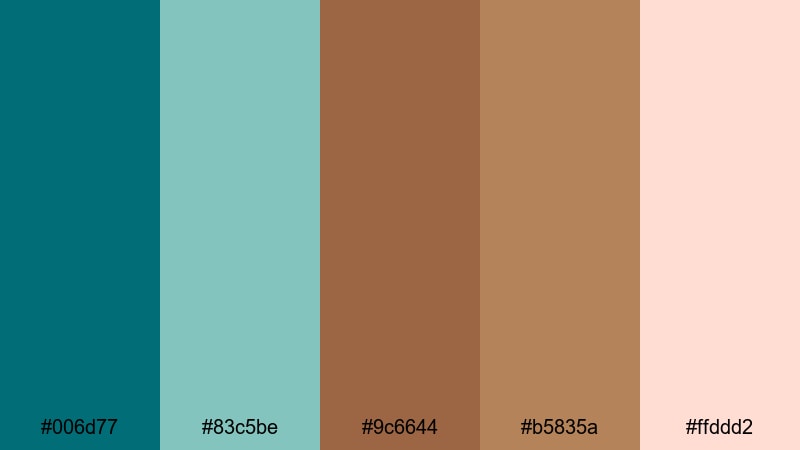 autumn lake retreat teal brown color palette with hex codes