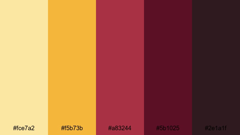 autumn lantern glow yellow maroon color palette with hex codes