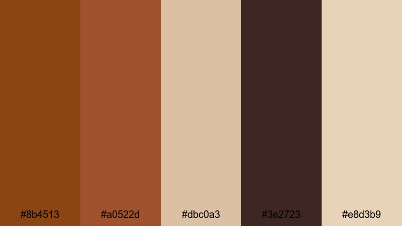 autumn leather journal saddle brown color palette with hex codes