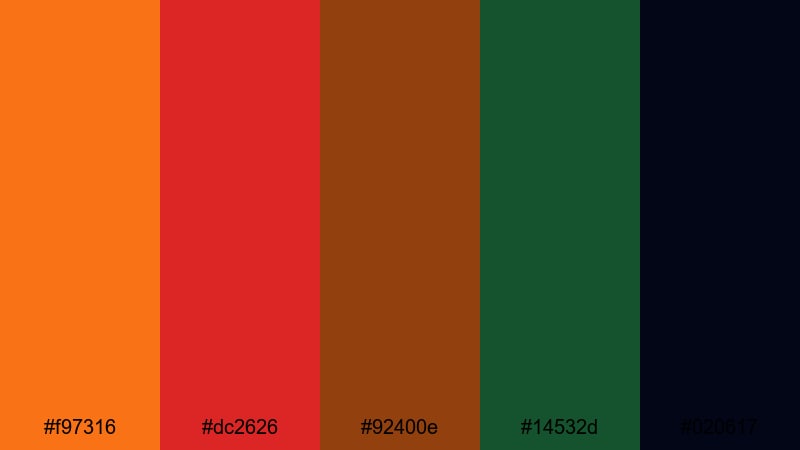 autumn leaves after dark halloween color palette with hex codes
