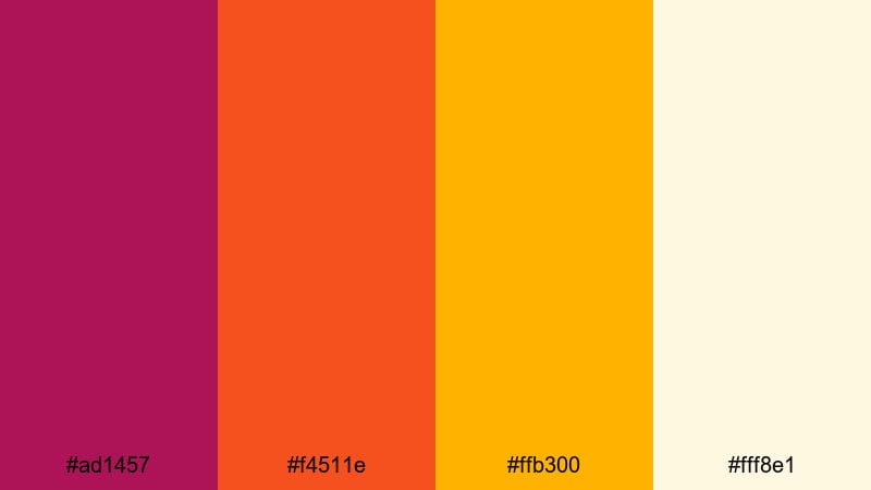 autumn lens flare red orange yellow color palette with hex codes