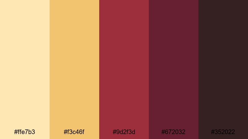 autumn market stroll yellow maroon color palette with hex codes