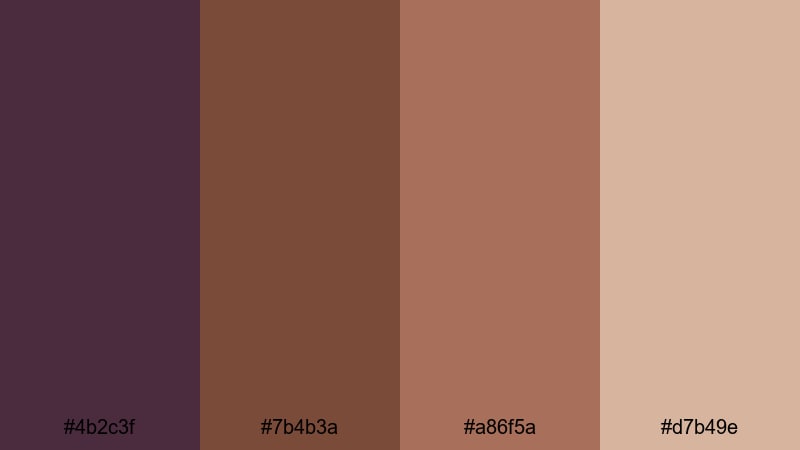 autumn mocha haze purple brown color palette with hex codes