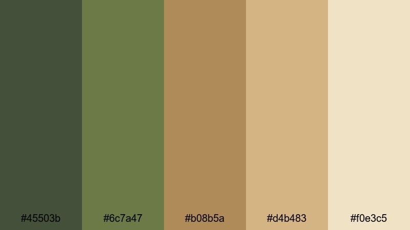 autumn moss trail dark olive green color palette with hex codes