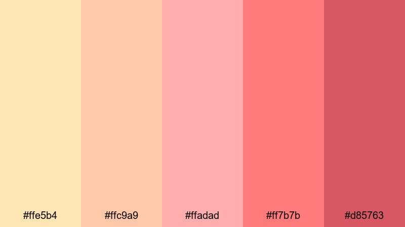 autumn rose haze yellow orange red color palette with hex codes