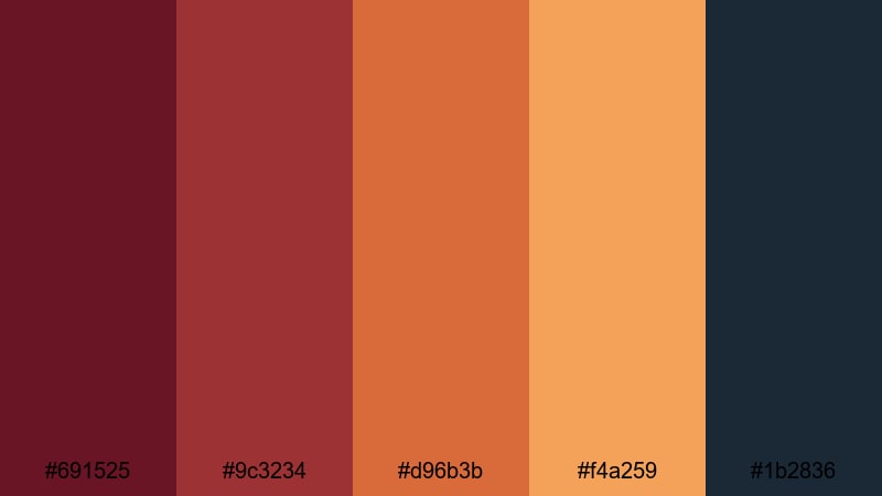 autumn screen drama burgundy color palette with hex codes