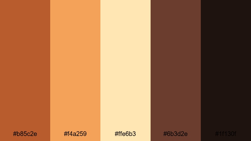 autumn studio glow ginger color palette with hex codes