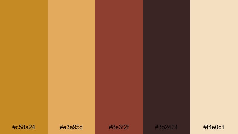 autumn super 8 grain yellow ochre color palette with hex codes