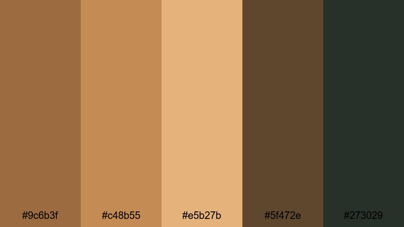 autumn trail walk dark tan color palette with hex codes
