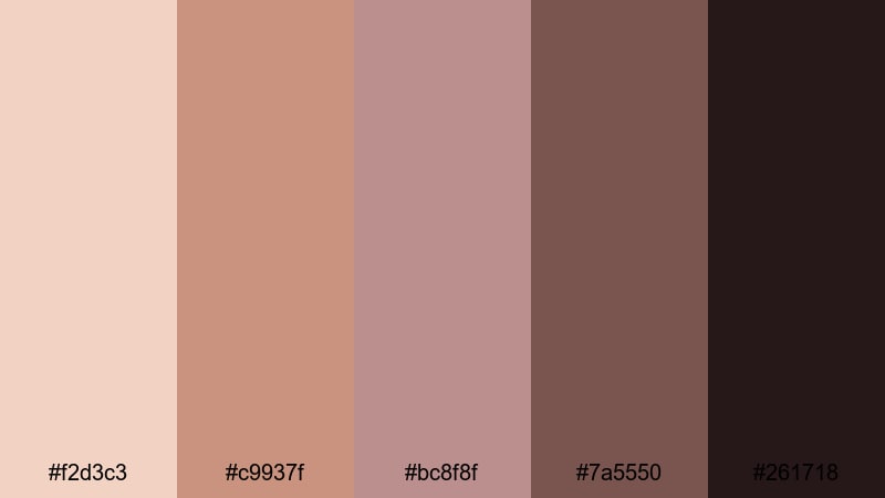 autumn velvet story rosy brown color palette with hex codes