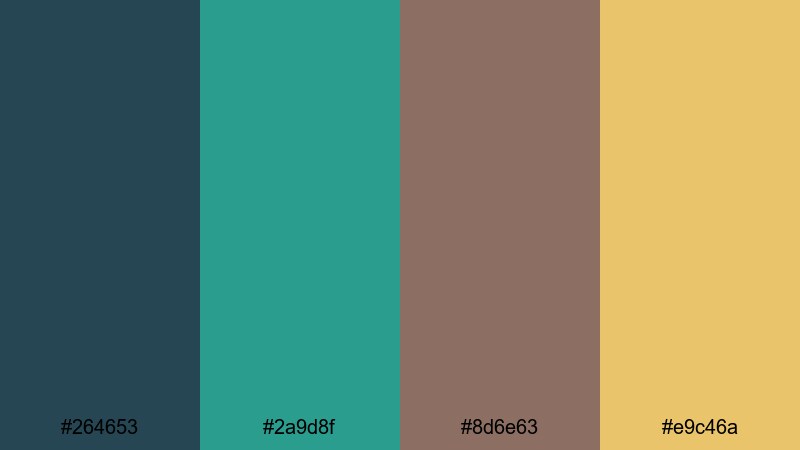 autumn woodland mist blue green brown color palette with hex codes