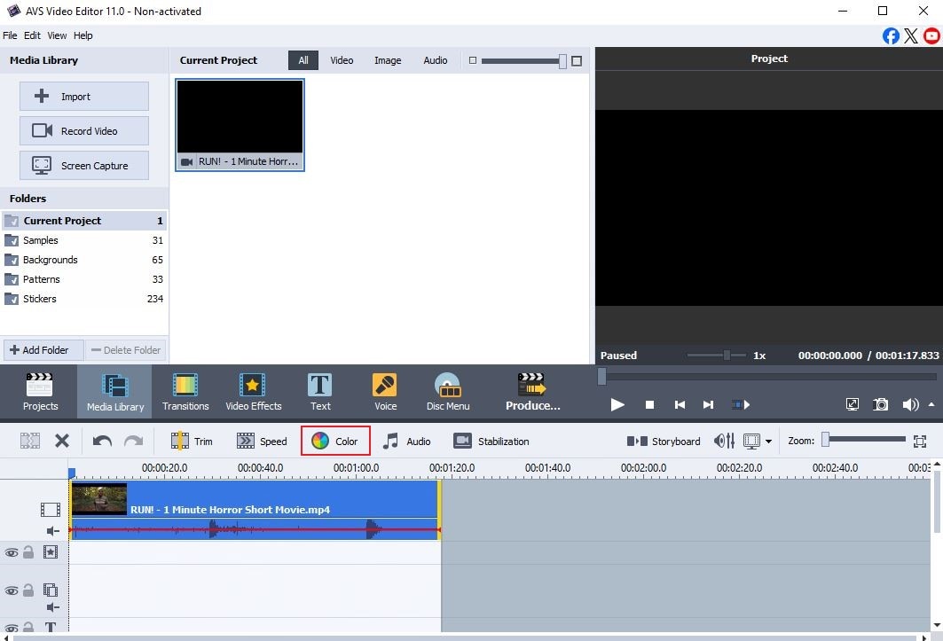 color settings option