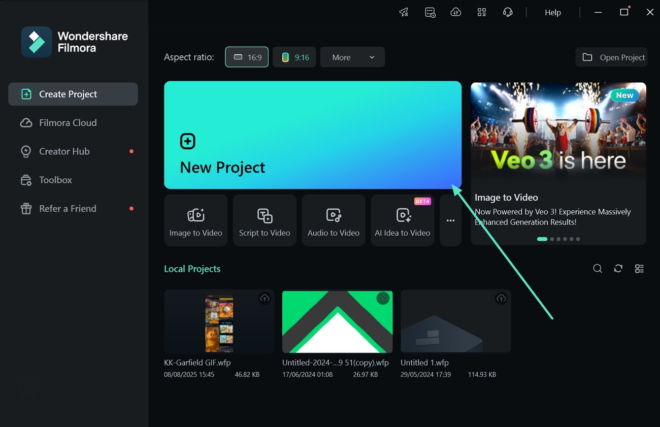 create filmora project
