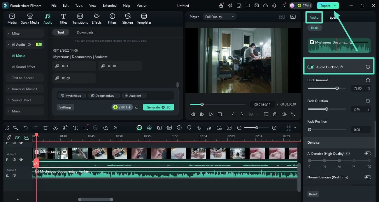 enhance audio and export