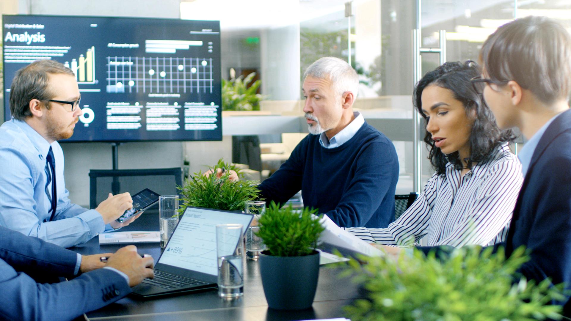 team analyzing video metrics