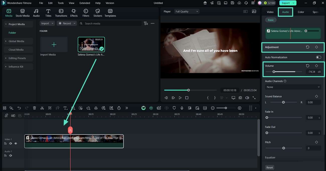 import video reduce audio volume