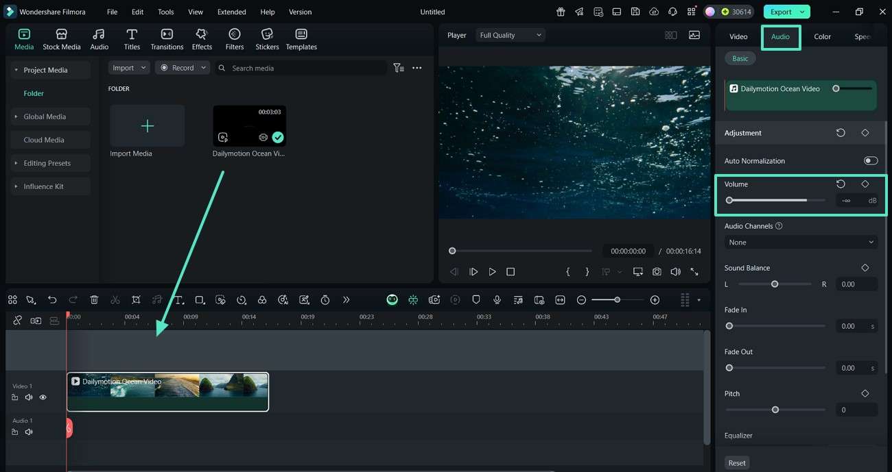 import video reduce volume original track