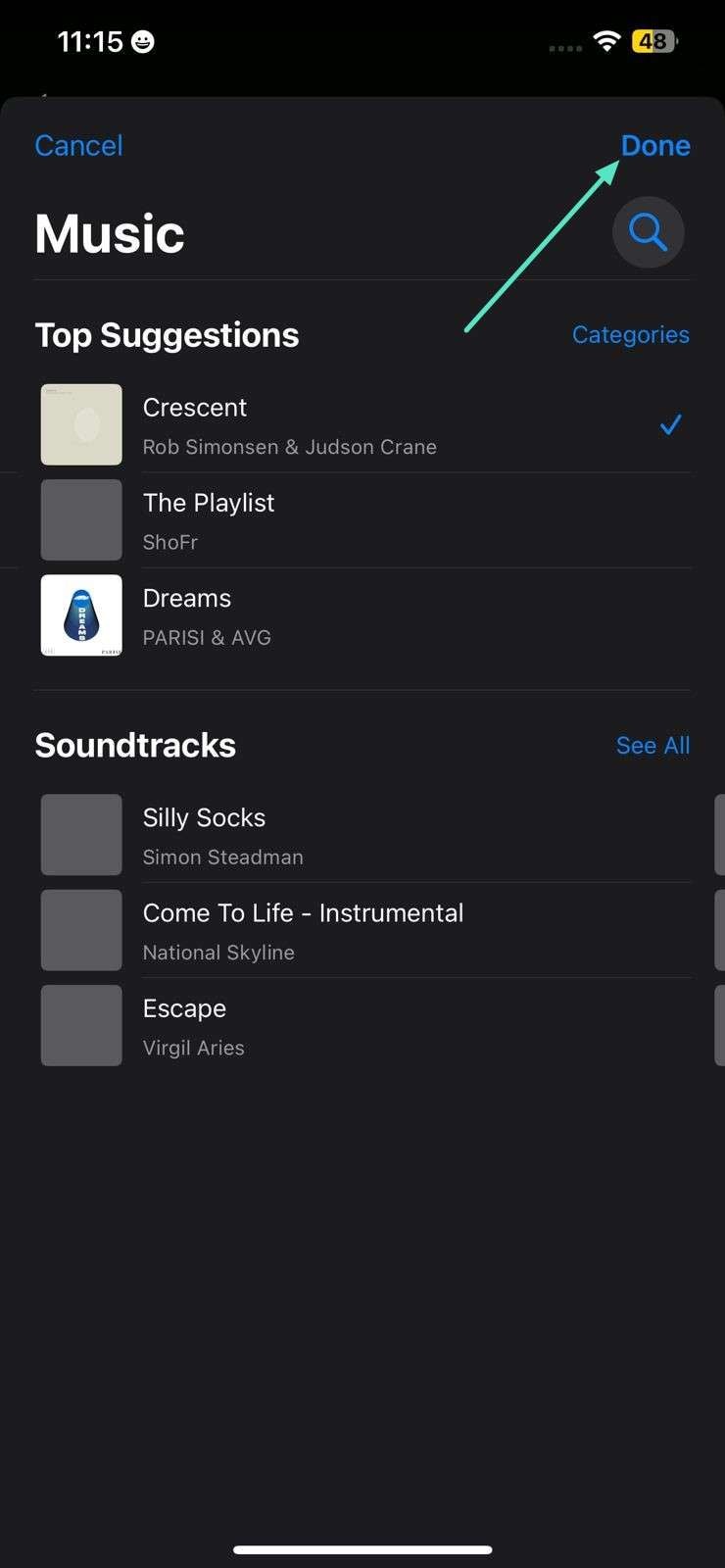 select done save iphone music video