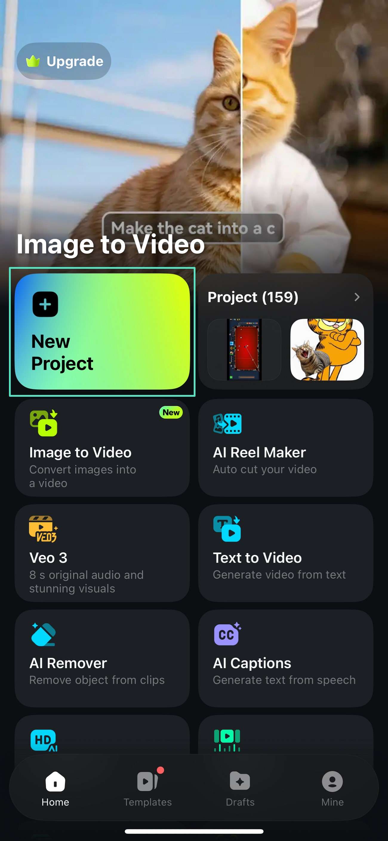 filmora app start new project