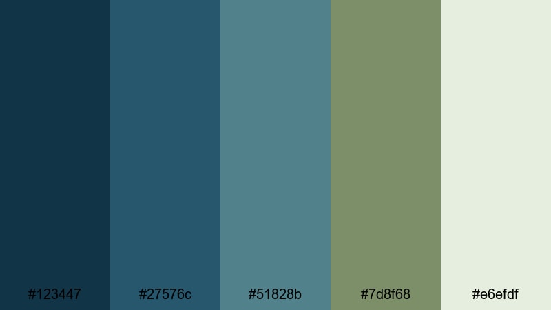 baltic olive mist blue olive green color palette with hex codes