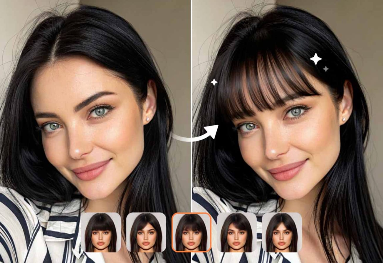 airbrush bangs try on filter