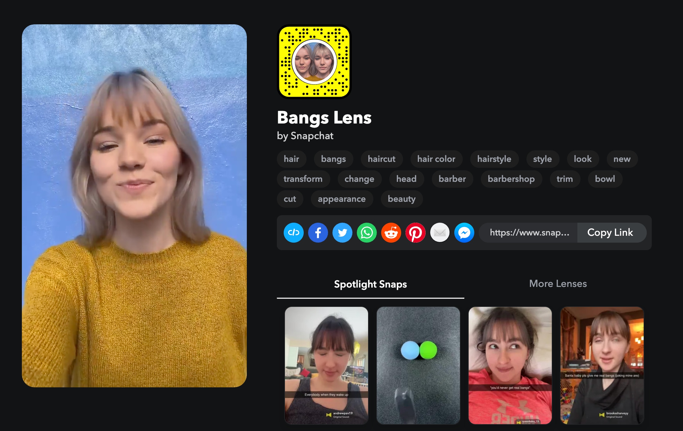 snapchat bangs filter