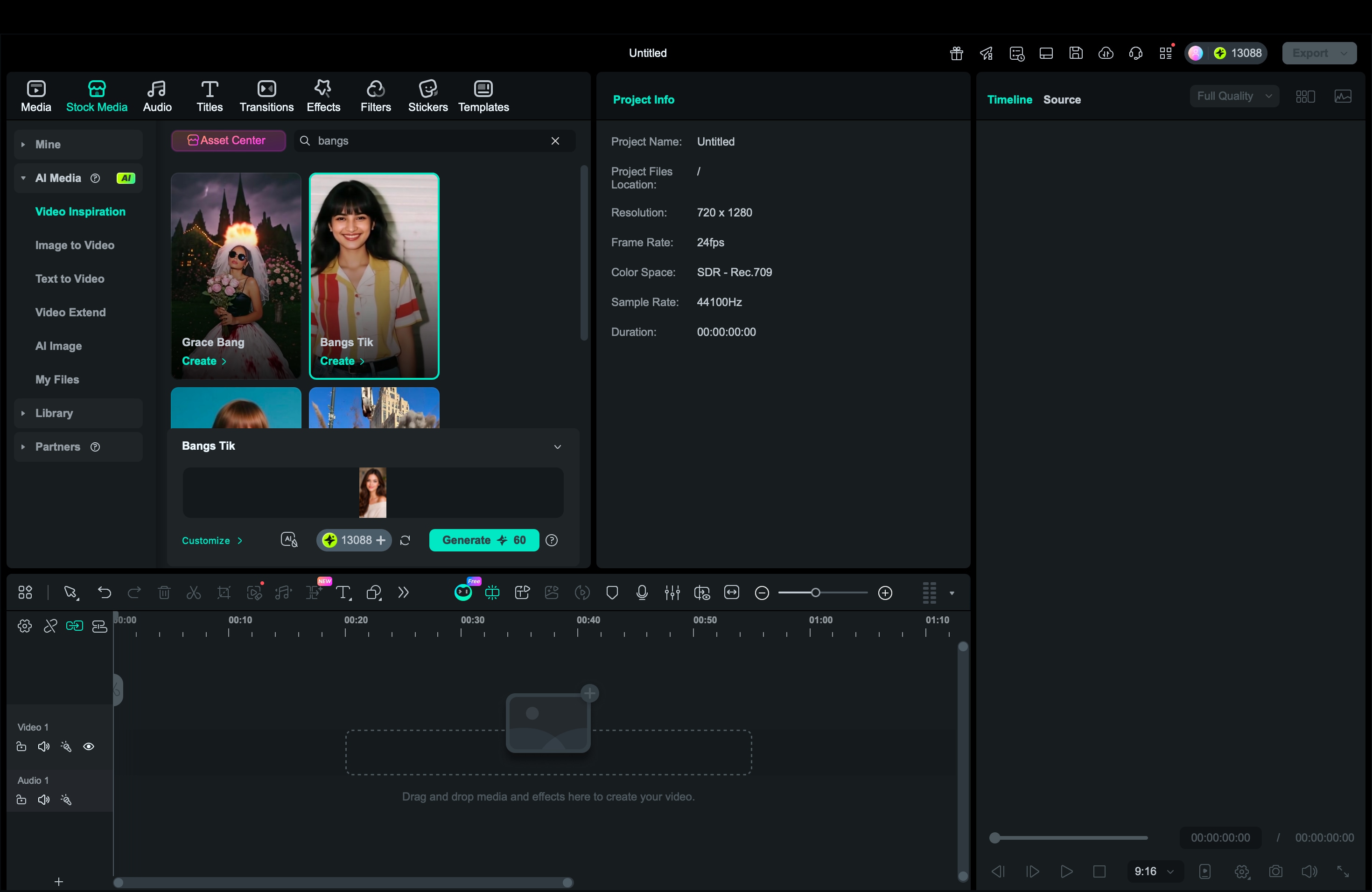 filmora video inspiration bang tik