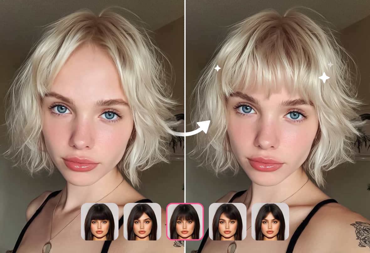 beautyplus bangs try on filter