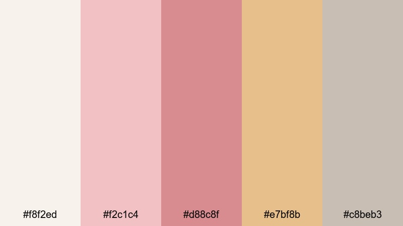 bare canvas glow pink gold color palette with hex codes