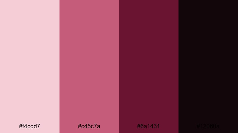 baroque wine portrait pink maroon color palette with hex codes