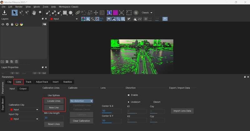 locate and create calibration lines