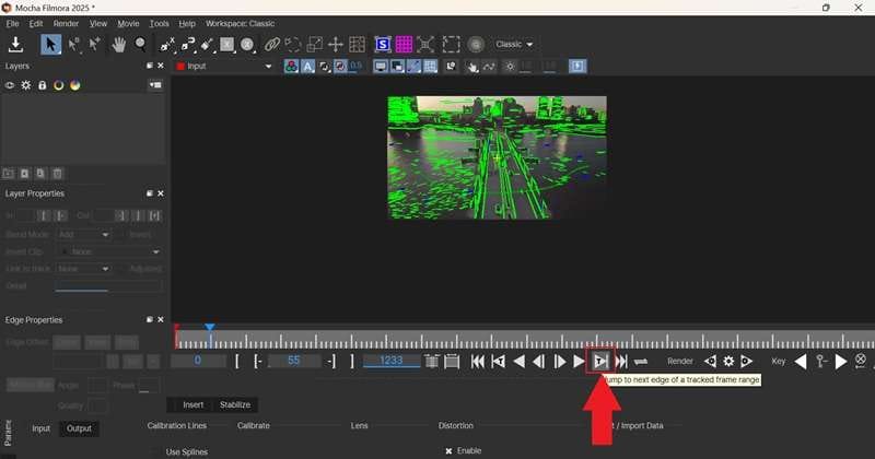 click track forward to apply distortion fix