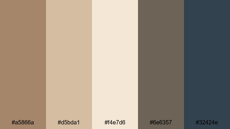 beach driftwood dusk dark tan color palette with hex codes