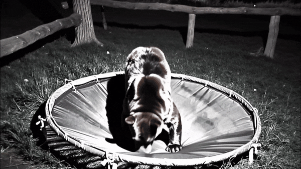 bear jumping on trampoline viral video