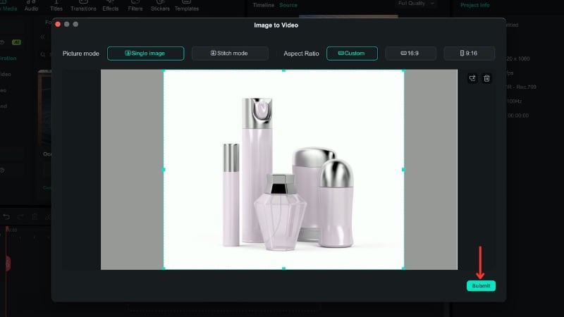 crop and adjust beauty product photo