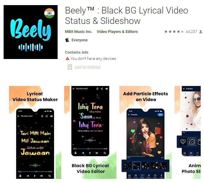 Beely Black BG Lyrical Video Status and Slideshow