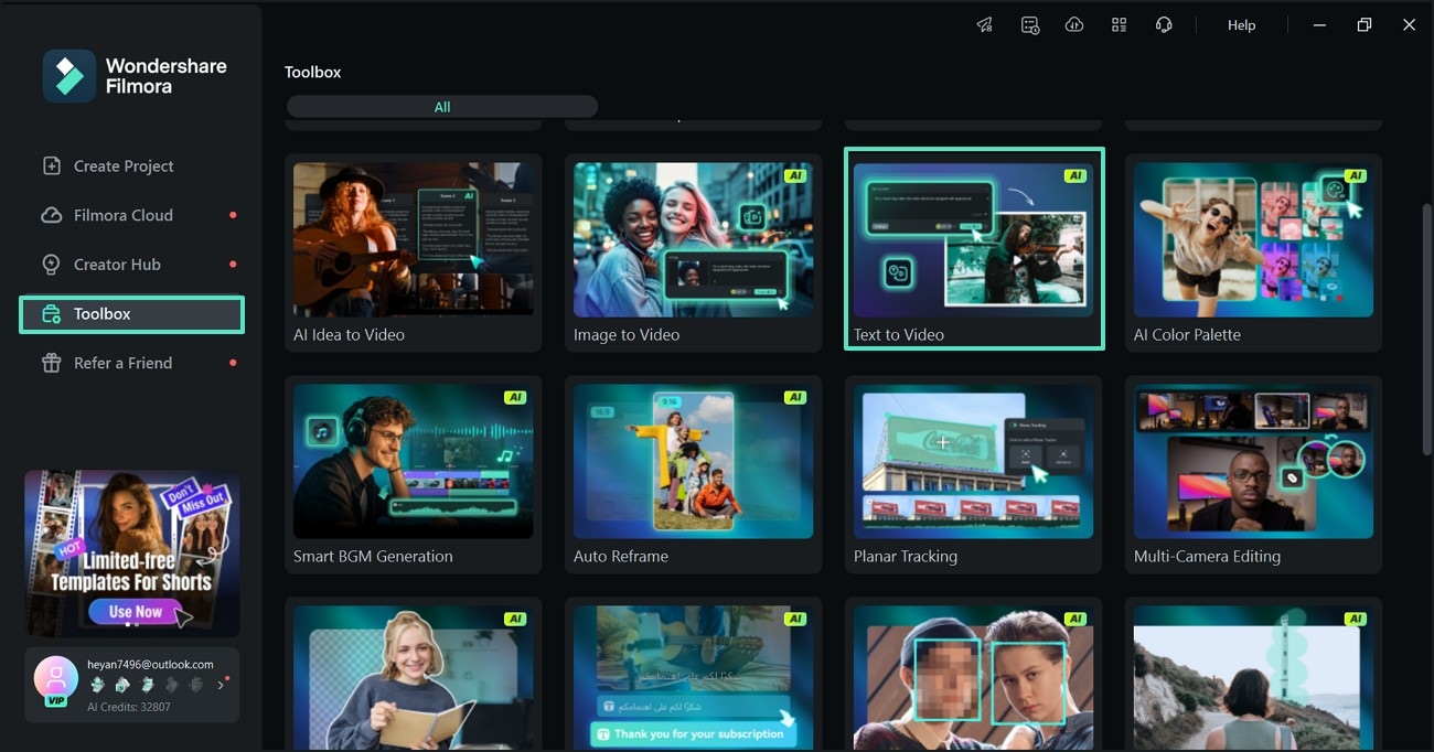 select text to video