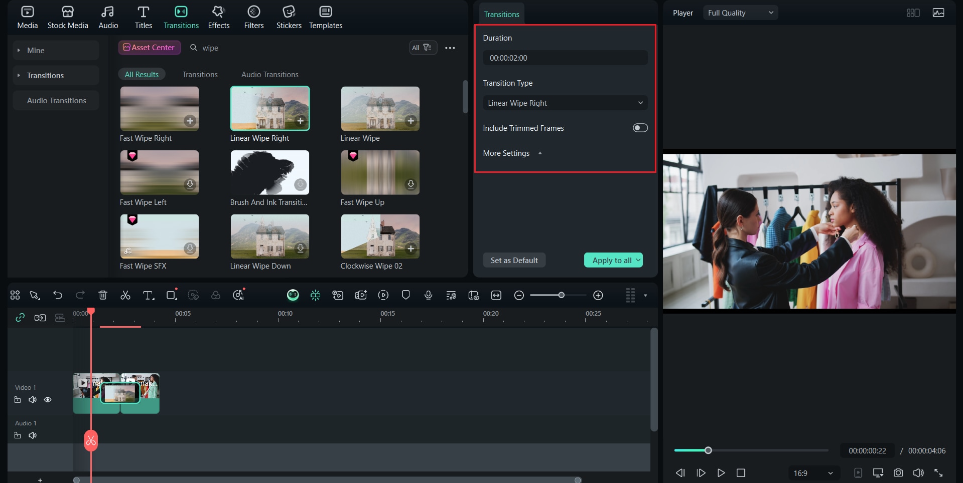 adjust the transition duration